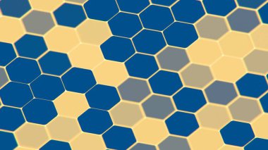 Mavi ve Sarı Tonlu Soyut Bal Tarağı Deseni