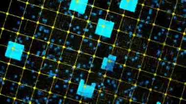 Siyah Arkaplanda Mavi Pikselli Dijital Izgara