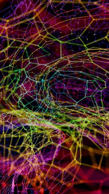 Soyut Dijital Beyin Kablosu Ağı Kırmızı ve Mavi Gradyan Ağı