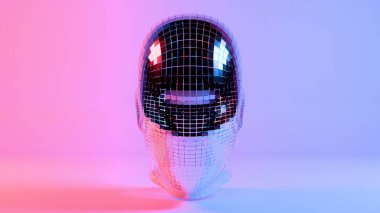 Futuristic Mirror Grid Helmet in Neon Gradient Light clipart