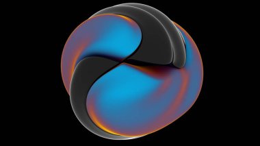 Akışkan siyah ve canlı gradyan yüzeyler soyut bir tasarım ile birleşiyor, cesur renk geçişleri ve modern, minimal estetik