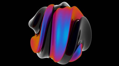 Akışkan siyah ve canlı gradyan yüzeyler soyut bir tasarım ile birleşiyor, cesur renk geçişleri ve modern, minimal estetik