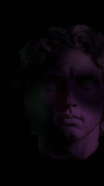 Karanlık, minimalist yüz, ince dijital çizgiler ve gizemli, fütürist estetik karamsar, modern tarzda kavramsal bir portre yakalıyor.