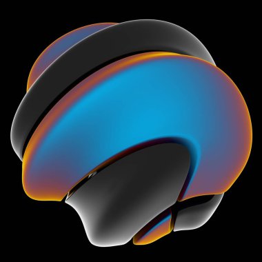 Siyah, turuncu ve mavi kıvrımlı akışkan girdap modern bir dalga deseni oluşturur. İllüzyonları, sinerjiyi ve teknolojiyi soyut, geleceksel bir tasarıma harmanlarlar.