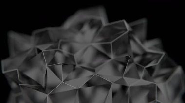 Siyah soyut geometrik arkaplanın 3 boyutlu görüntülenmesi