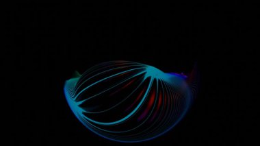 Mavi ve kırmızı kıvrımlı siyah bir arka plan.