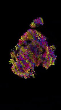 Hareket halinde dönen renkli parçacıklar