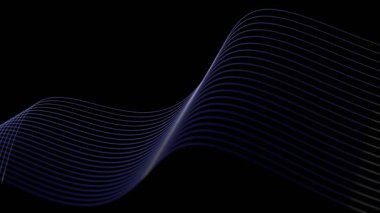 Siyah bir zemin üzerinde akan pürüzsüz soyut dalga çizgileri.