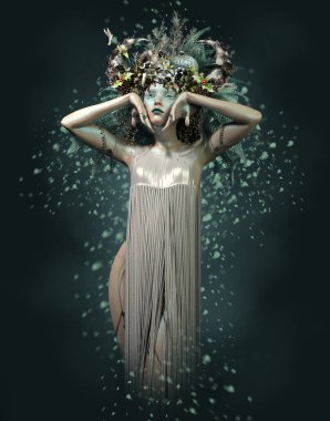 Kışı temsil eden bir perinin 3 boyutlu bilgisayar grafikleri