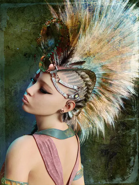 Computergrafik Eines Porträts Eines Mädchens Mit Mohawk Kopfbedeckung lizenzfreie Stockbilder