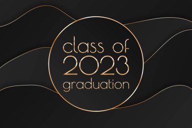 Kart, davet veya afiş için 2023 mezuniyet metin tasarımı sınıfı