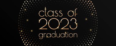 Kart, davet veya afiş için 2023 mezuniyet metin tasarımı sınıfı