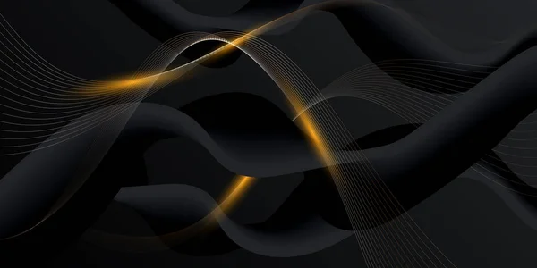 Abstrait Fond Noir Avec Des Lignes Dorées — Image vectorielle