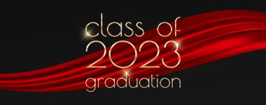 Kart, davet veya afiş için 2023 mezuniyet metin tasarımı sınıfı