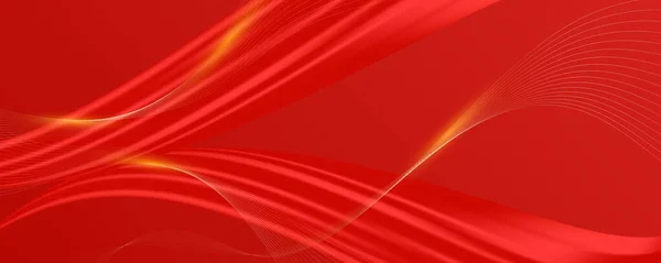Abstract Red Background Golden Lines — Vector de stock
