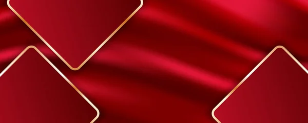 Abstract Red Background Golden Lines — ストックベクタ