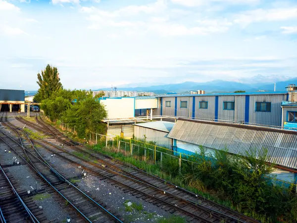 Demiryolu rayları. Tren raylarda. İstasyon, platform. Tren vagonları. Tren yolculuğu.