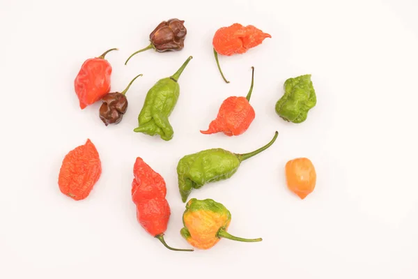 Carolina Reaper Hottest Chile Peppers Capsicum Chinense Whole Ripe Pod — Stock Photo, Image
