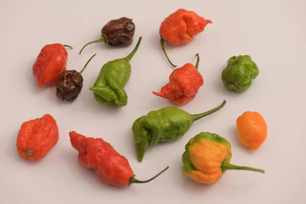 Carolina Reaper Hottest Chile Peppers Capsicum Chinense Whole Ripe Pod — Foto de Stock