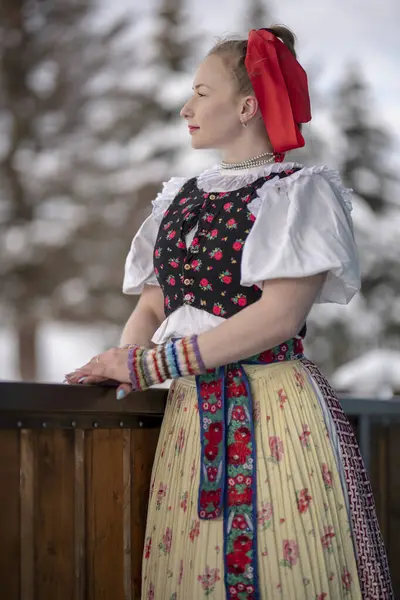 Slovenský Folklór Slovenské Folklorní Děvče — Stock fotografie