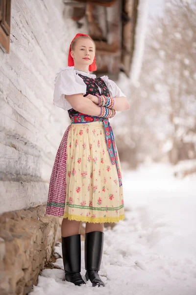 Vacker Ung Kvinna Ukrainska Traditionella Kostym — Stockfoto