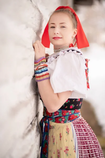 Slovak Folk Vak Folklorystyczna Dziewczyna Słowacki Folklor Vak — Zdjęcie stockowe