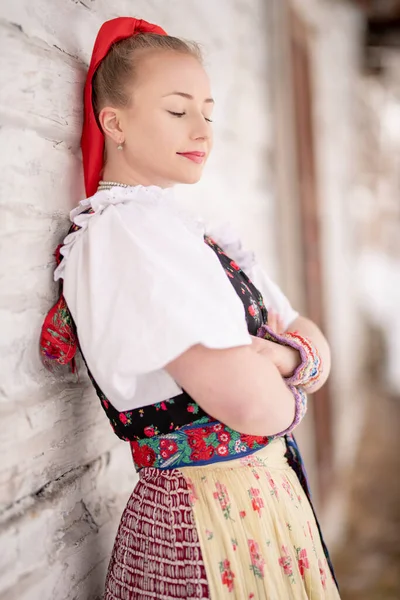 Slovaque Folklorique Fille Costume Folklorique Slovaque — Photo
