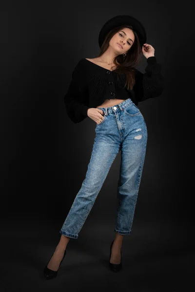 Jovem Bela Adolescente Jeans Jeans Jeans — Fotografia de Stock