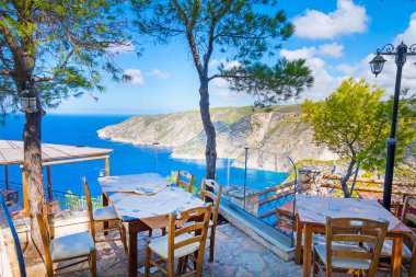 Romantic terrace at a restaurant on Zakynthos (Ionic Islands, Kampi, Greece)