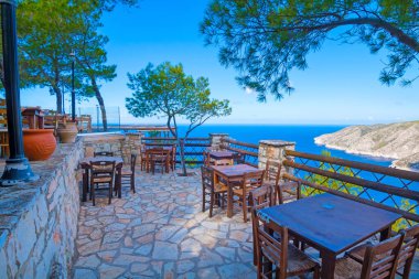 Romantic terrace at a restaurant on Zakynthos (Ionic Islands, Kampi, Greece)