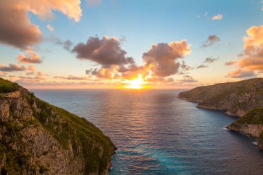 Romantic sunset on Zakynthos (Ionic Islands, Kampi, Greece)