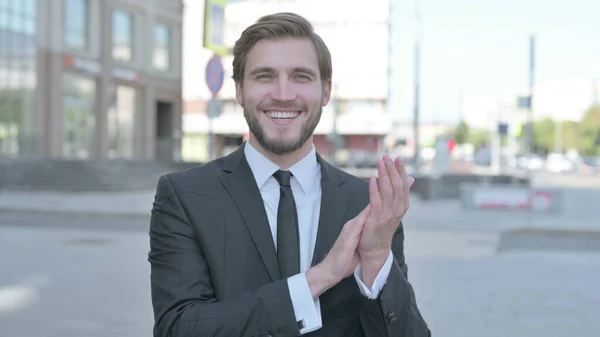Businessman Clapping Appreciation Outdoor — Stock Photo, Image