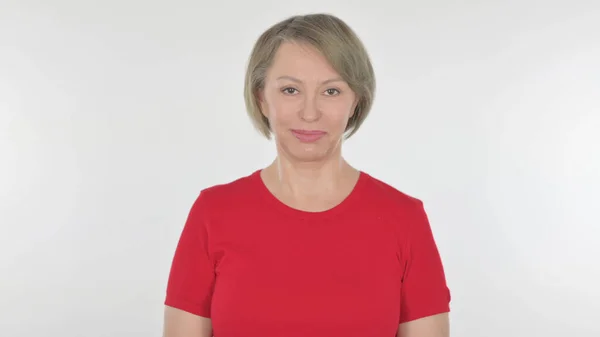 Approval Senior Old Woman Shaking Head White Background — Foto de Stock