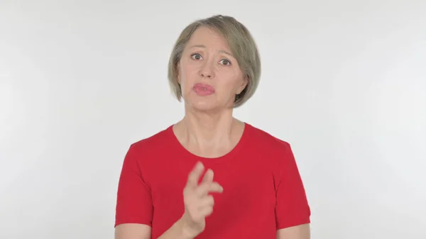 Angry Senior Old Woman Arguing White Background — ストック写真