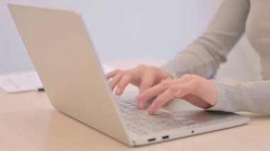 Close up of Creative Woman Typing on Laptop