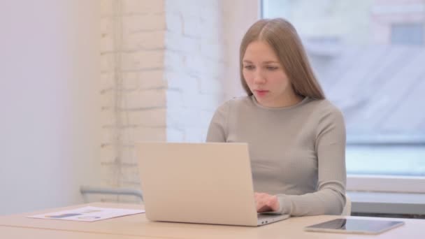 Coughing Sick Creative Young Woman Working Laptop — Stok video
