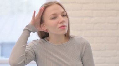 Young Woman Trying to Listen Infomation, Secret