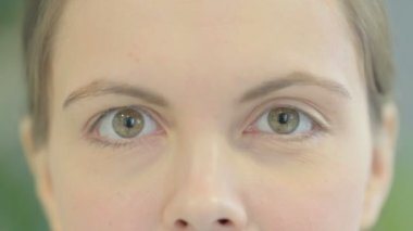 Close Up of Female Eyes Looking  at Camera
