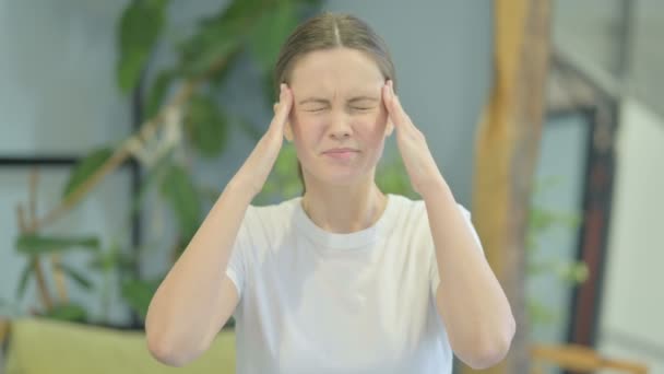 Portrait Young Woman Headache Migraine — Wideo stockowe