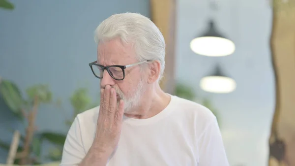 Portrait Senior Old Man Suffering Cough — Foto Stock
