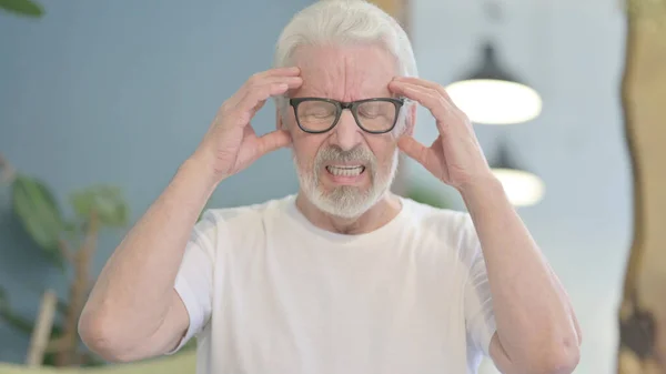 Portrait Senior Old Man Headache Migraine — Stock Fotó