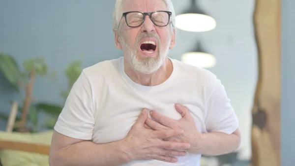 Senior Old Man Having Heart Attack, Cardiac Arrest