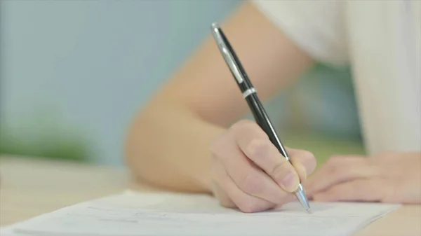 Hand Close Woman Writing Paper — Stock fotografie