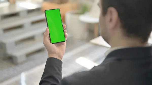 Businessman Using Phone Green Chroma Screen — Stock Photo, Image