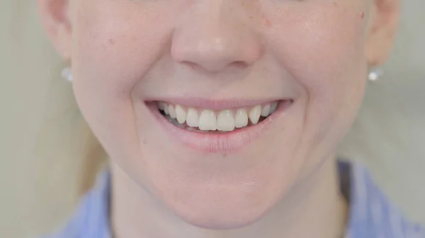 stock image Close Up of Smiling Young Woman Lips and Teeth