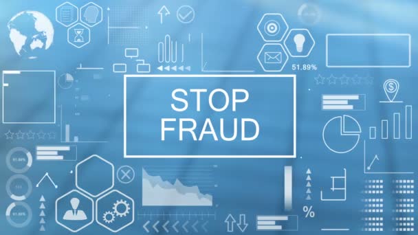 Stop Fraud Conceito Holograma Realidade Virtual — Vídeo de Stock