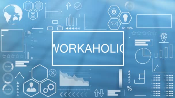 Workaholic Concepto Del Holograma Realidad Virtual — Vídeo de stock