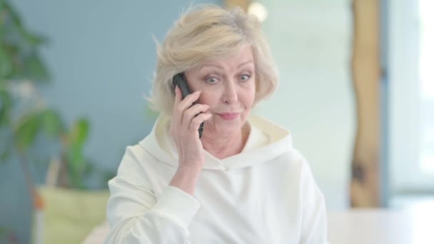 Portrait Mature Adult Man Talking Phone — Stok Video