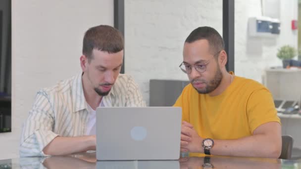 Creative Teammates Celebrating Online Success Office — Stock Video