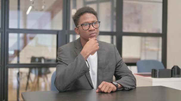African American Man Brainstorming While Work — Stock Video